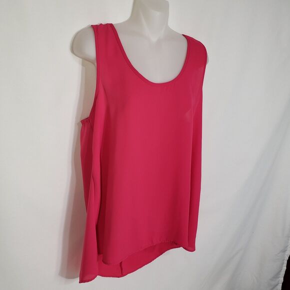 Maurices Womens Top Large Pink Sleeveless Bow Hi Low Scoop Neck Blouse Polyester - Picture 6 of 9